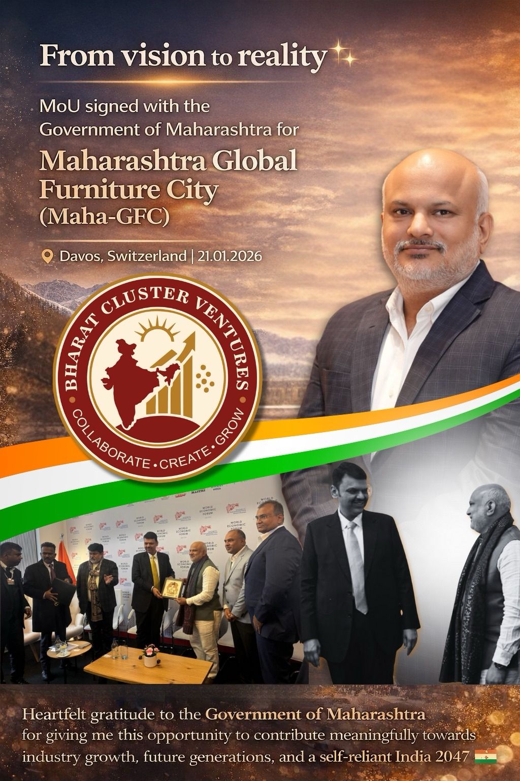 Honoured to share that Bharat Cluster Ventures Private Limited has signed a Memorandum of Understanding (MoU) 