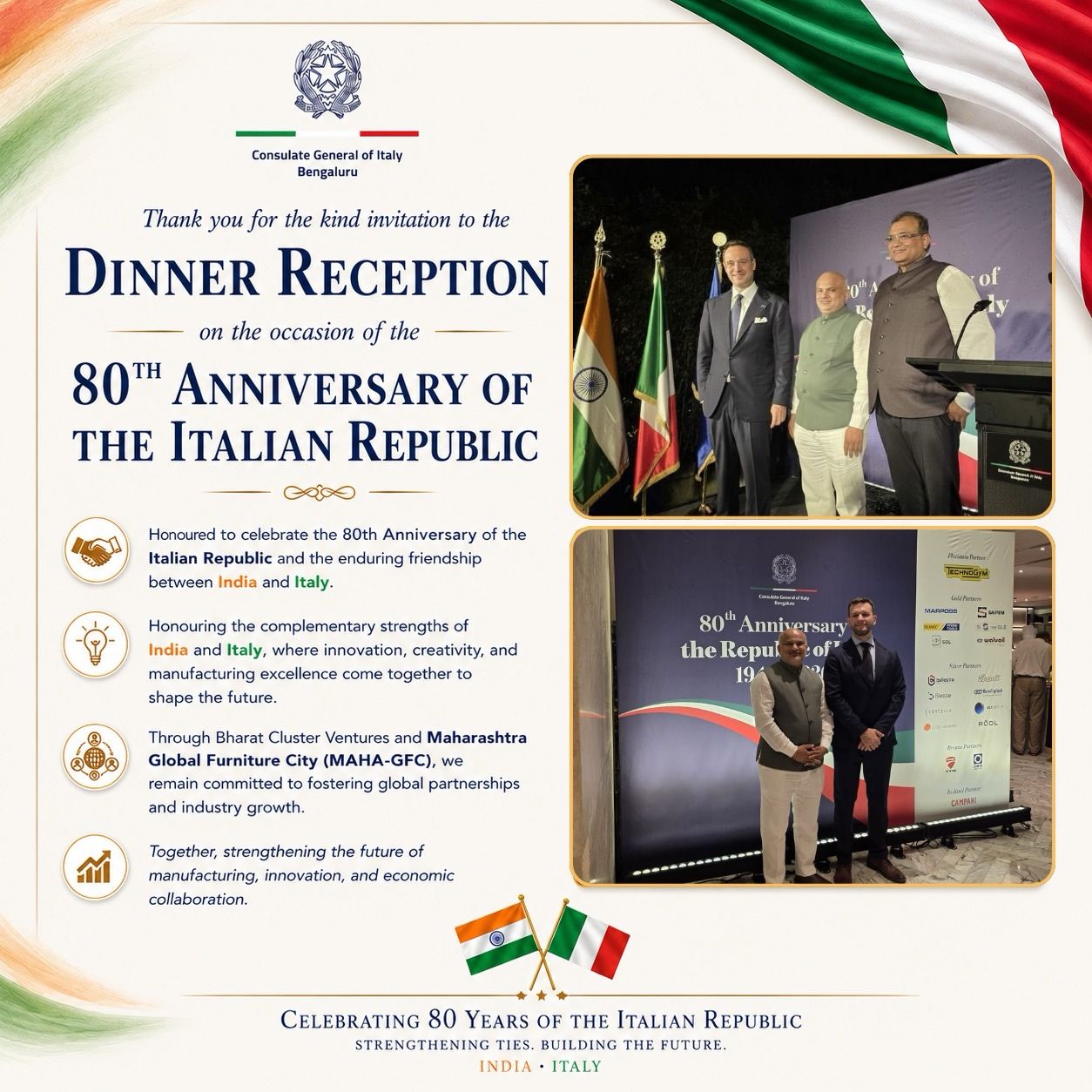 Friday, 29 May 2026 Dear Mr. Giandomenico Milano, Consulate General of Italy in Bengaluru and Mrs. Bola Sodein